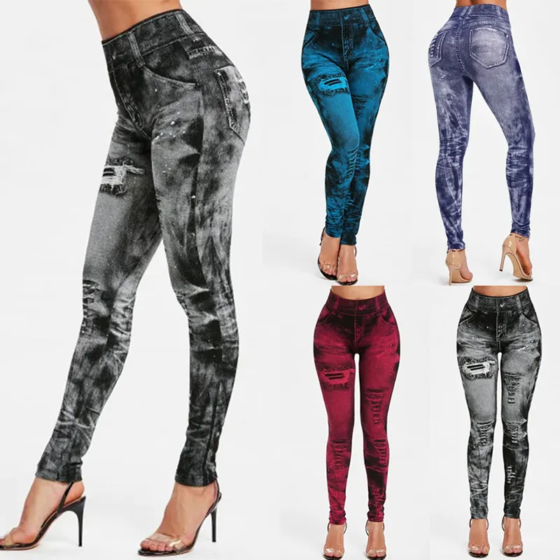 Winter Clothing On Sale - Women Imitation Jeans Stretch Leggings Fashion