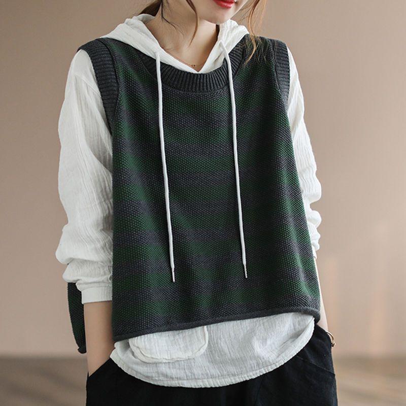 Winter Clothing Trends 2025 Women'S - Knit Vests For Women Striped Light
