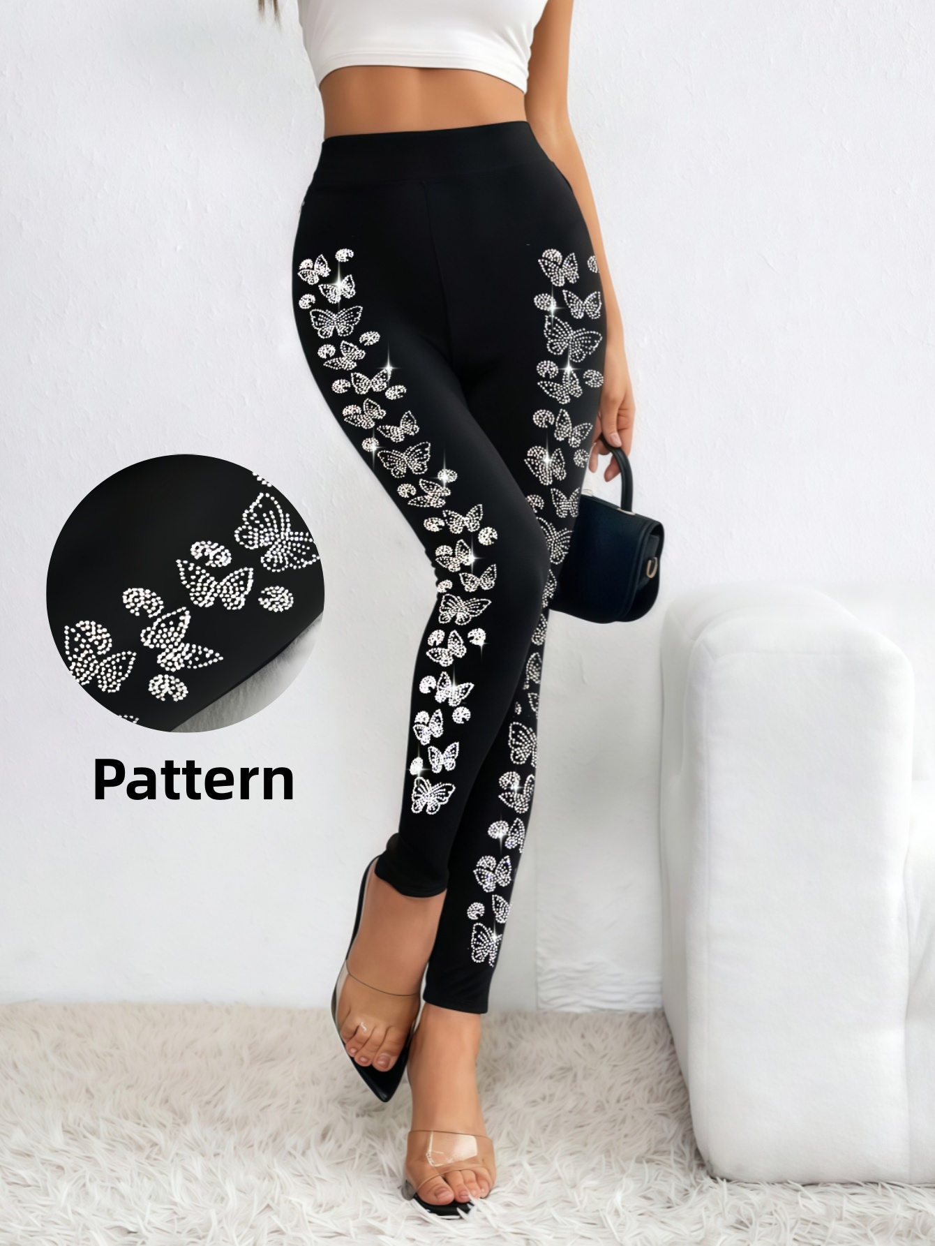 Women‘s Black Leggings with Bu - Winter Clothing On Sale recension och pris