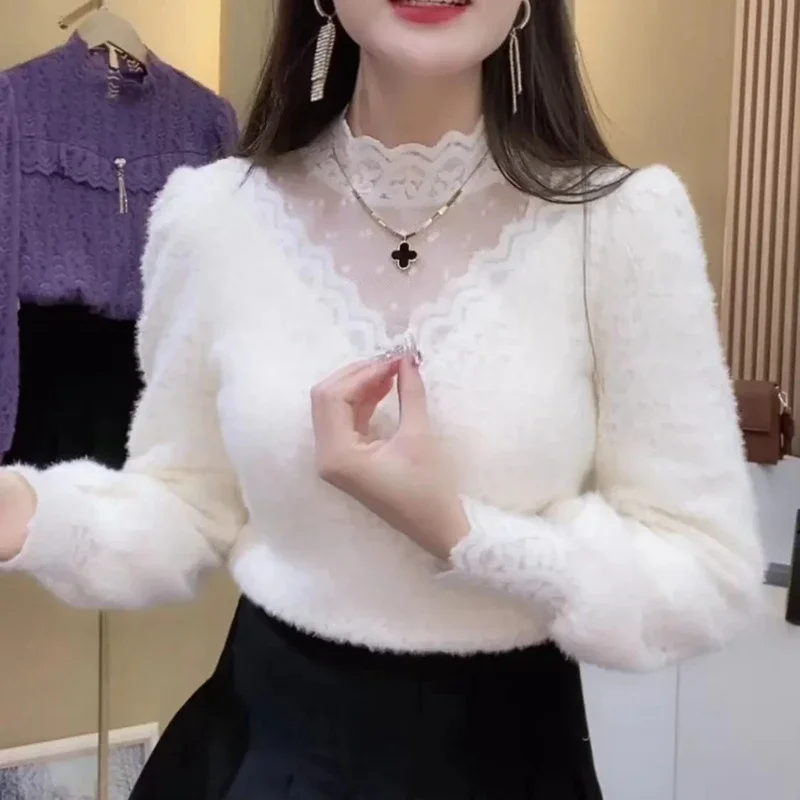 Autumn Winter Lace Tops Blouse - Winter Clothing Factory Outlet recension och pris