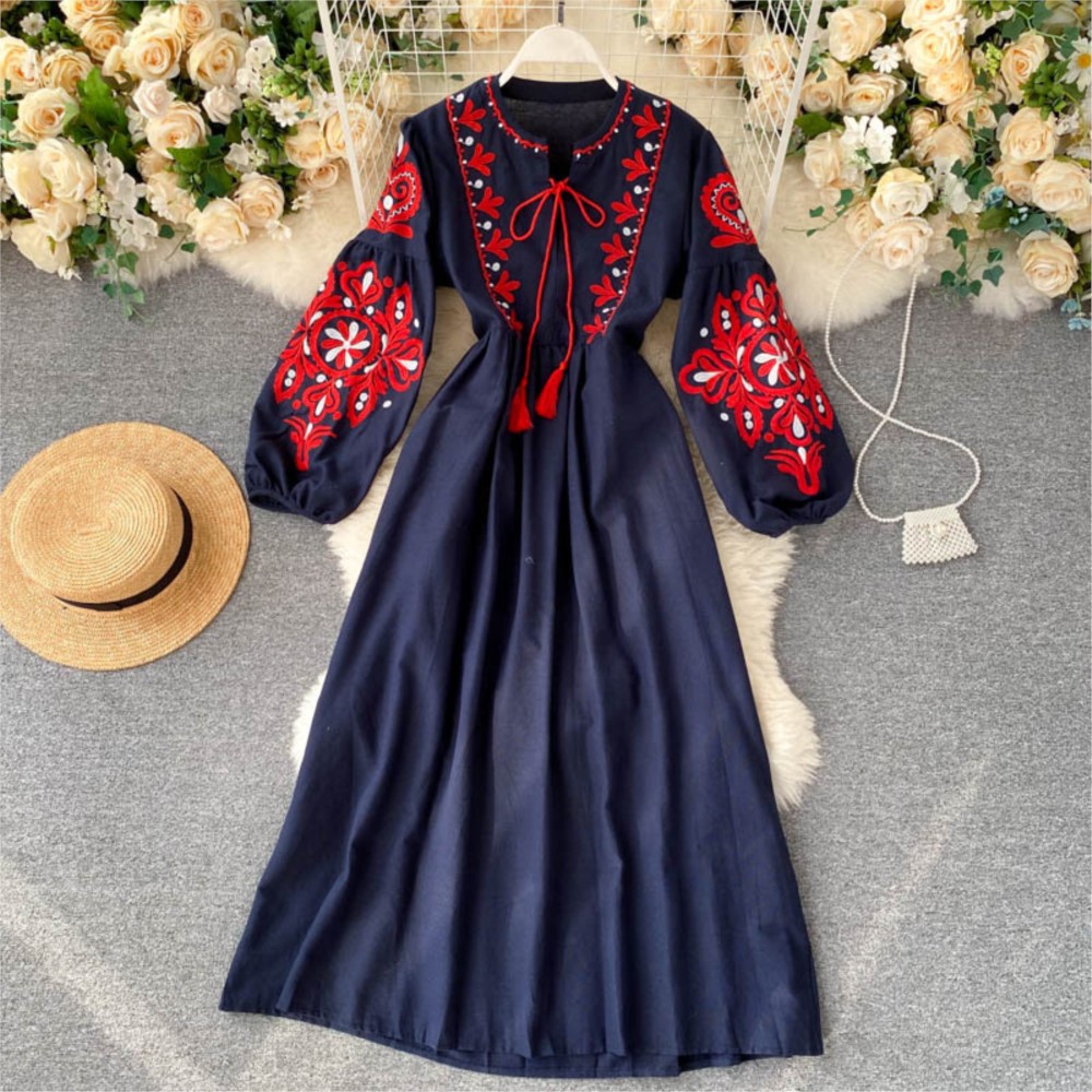 Loose Dress Embroidered Flower - Winter Clothing Dress Up recension och pris