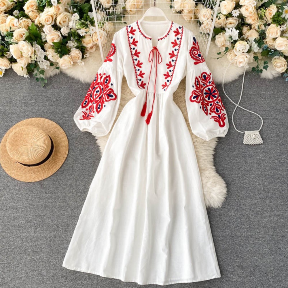 Loose Dress Embroidered Flower - Winter Clothing Dress Up recension och pris