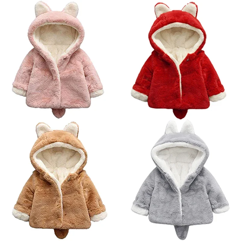 Cute Cat Ears Plush Baby Jacke - Winter Clothing For Toddlers recension och pris