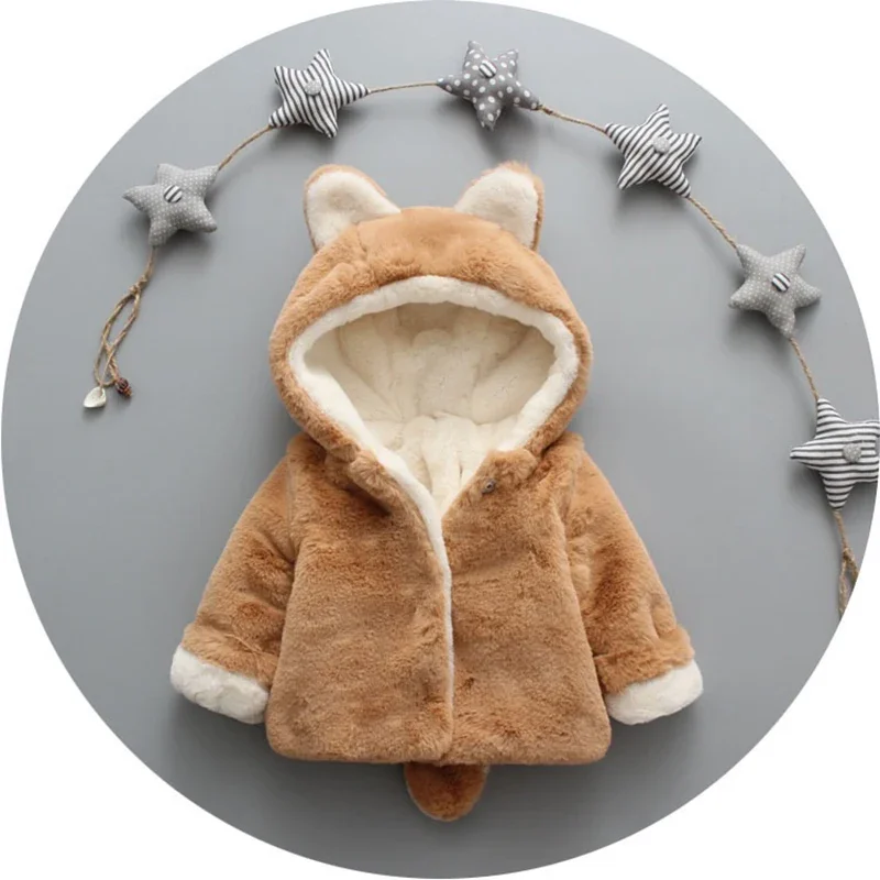 Cute Cat Ears Plush Baby Jacke - Winter Clothing For Toddlers recension och pris