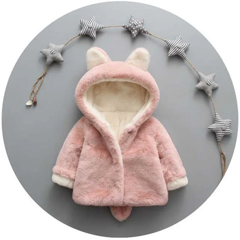 Cute Cat Ears Plush Baby Jacke - Winter Clothing For Toddlers recension och pris