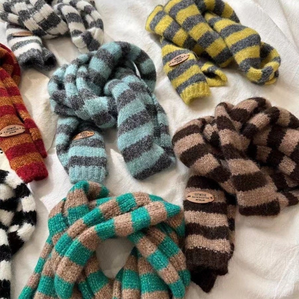 Harajuku Striped Scarf Y2K Sty - Clothing Style Winter recension och pris