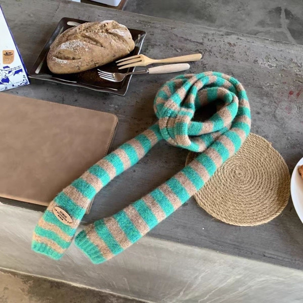 Harajuku Striped Scarf Y2K Sty - Clothing Style Winter recension och pris